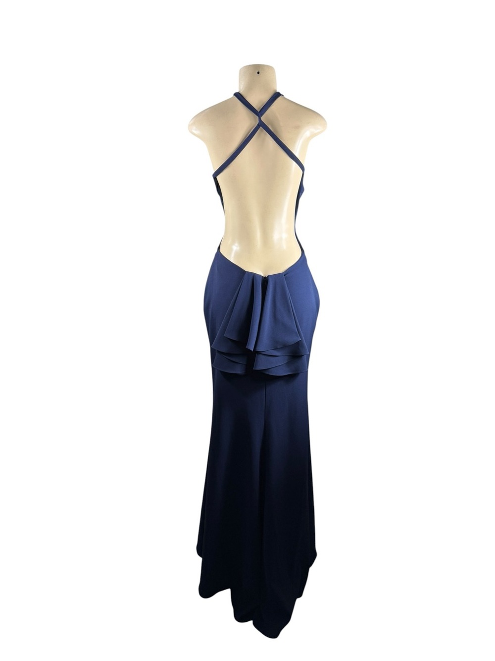 JOVANI Navy Halter Neck Maxi Dress Size 8 - Picture 4 of 7